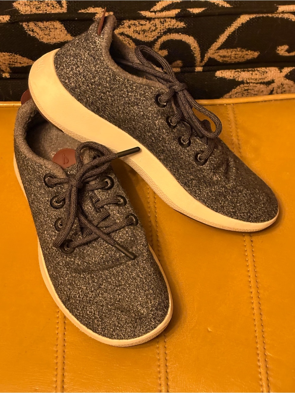 Gray Wool Knit Lace-Up Sneakers